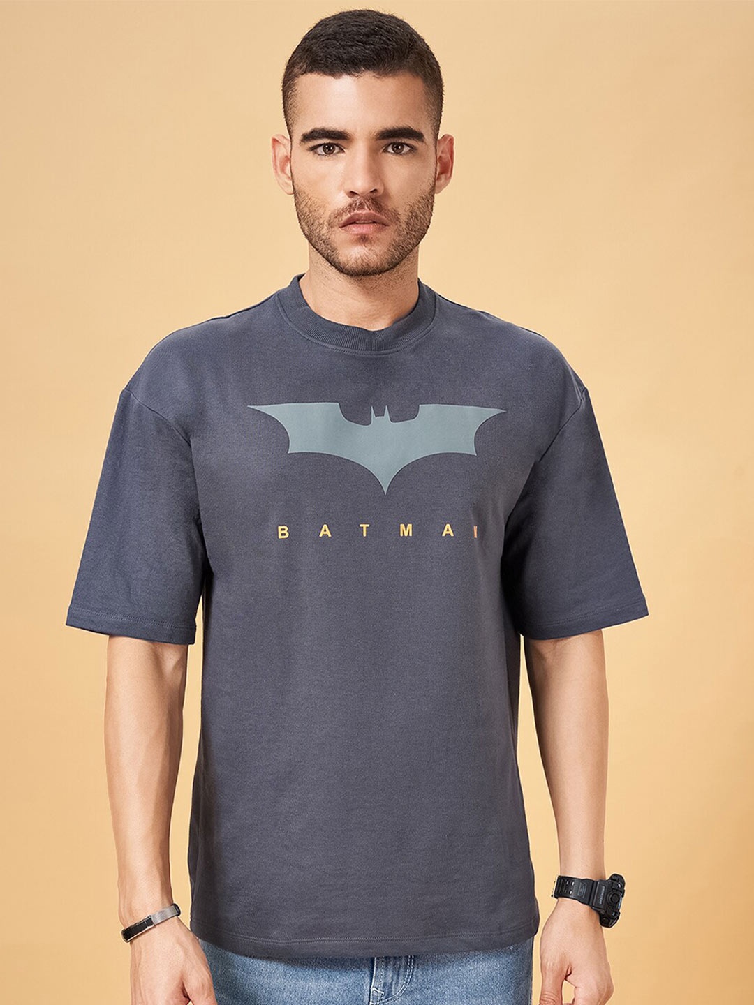 

SF JEANS by Pantaloons Batman Printed Slim Fit Cotton Casual T-shirt, Grey