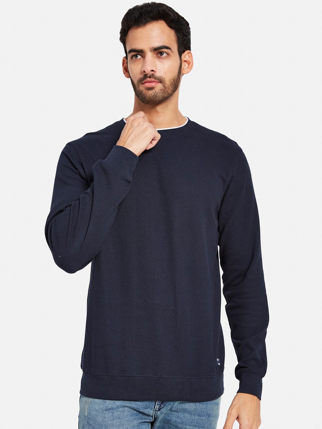 

Octave Round Neck Fleece Pullover Sweatshirt, Navy blue