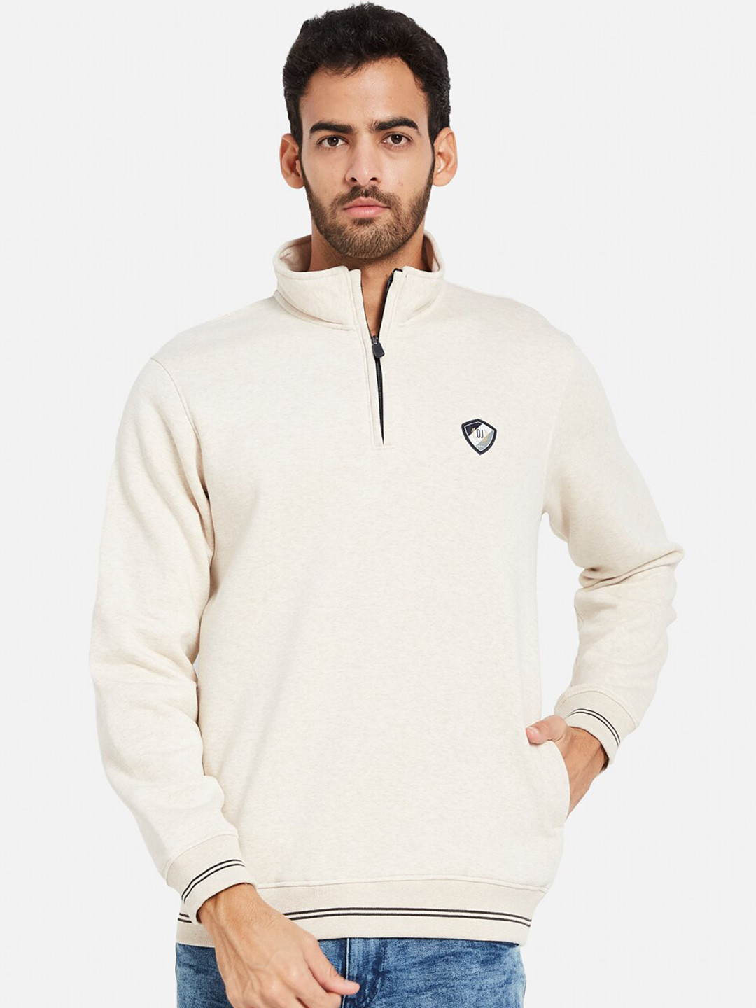 

Octave Mock Collar Long Sleeves Sweatshirt, Cream