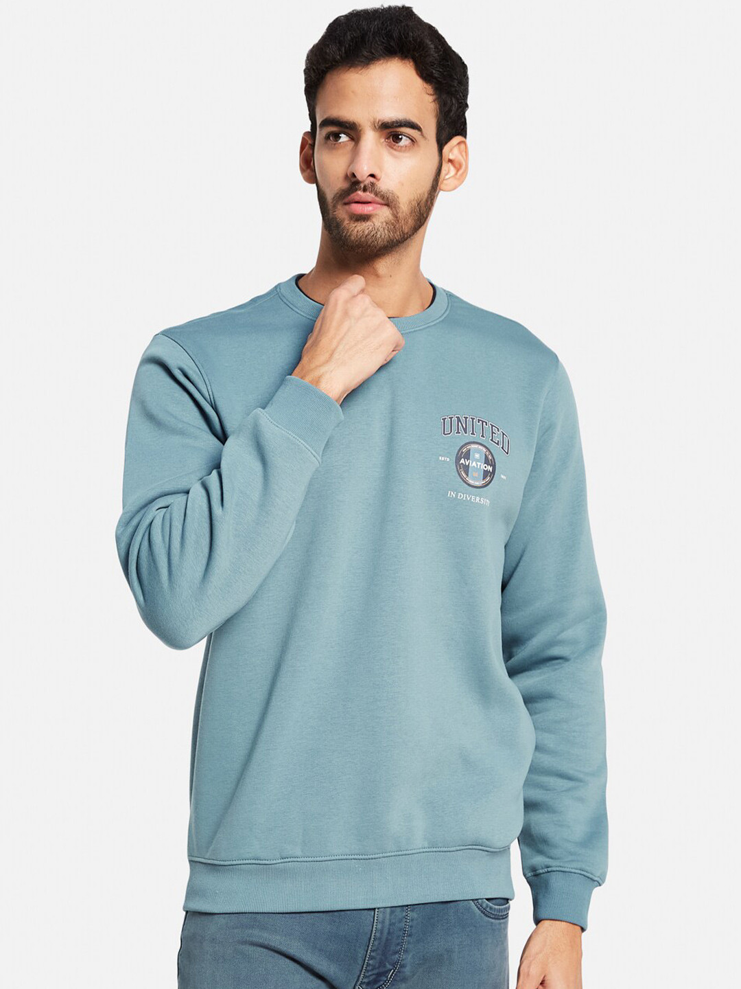 

Octave Round Neck Fleece Pullover, Blue