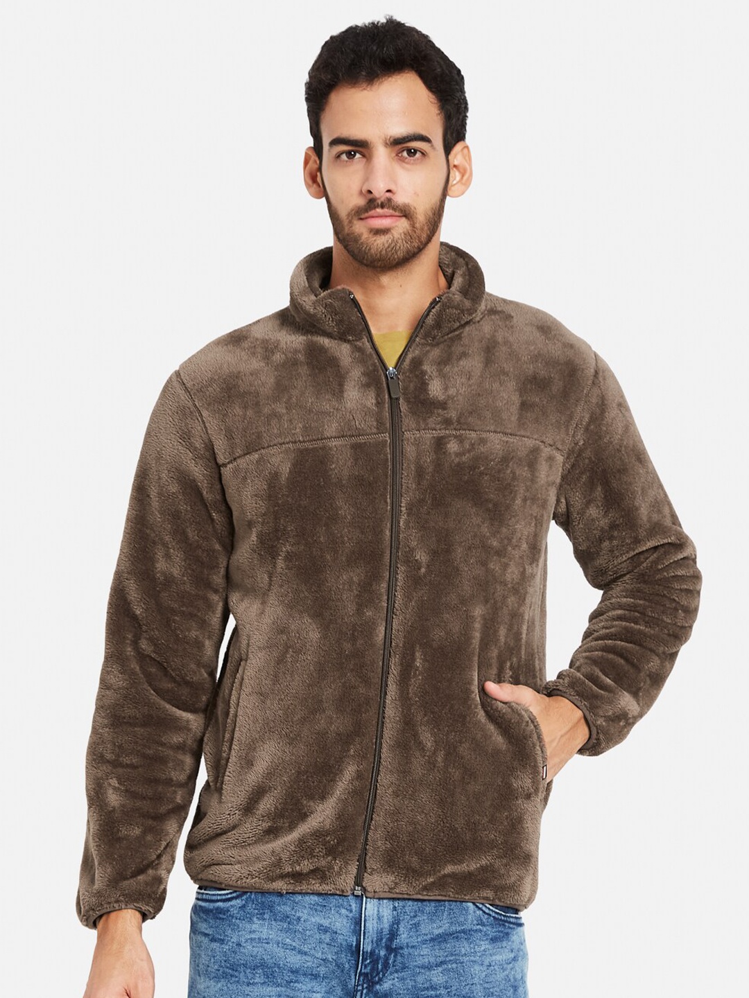 

Octave Mock Collar Fleece Bomber Jacket, Brown