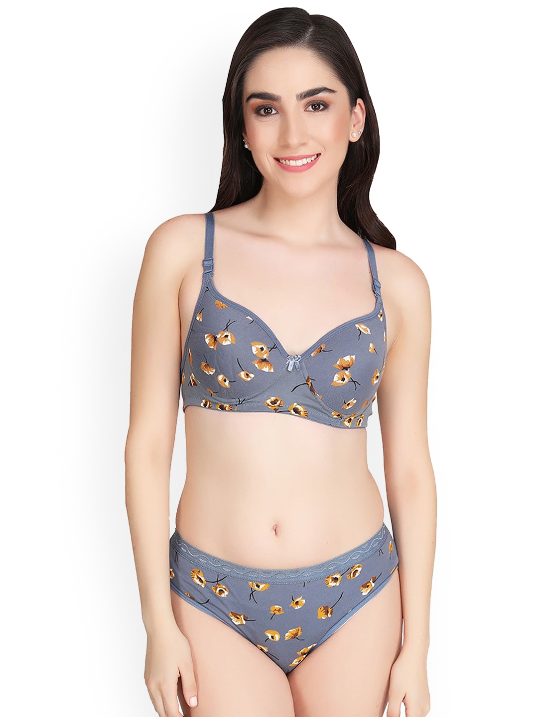 

PIBU Floral Printed Cotton Lingerie Set-F_M-Kali Set_Grey_30