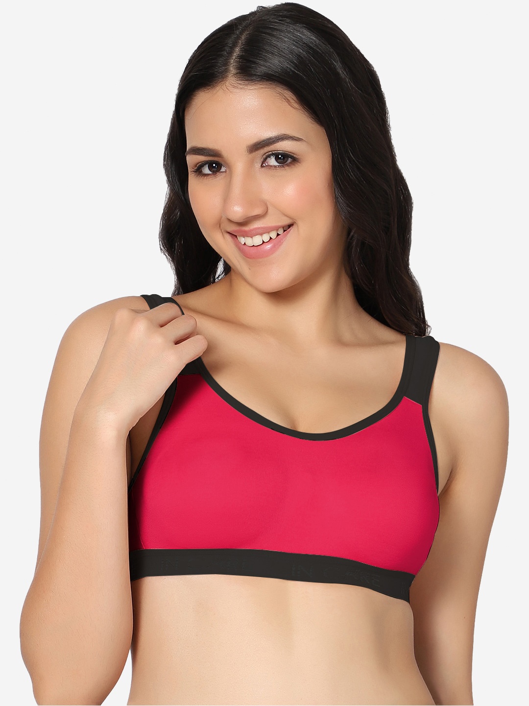 

In Care Full Coverage Non Padded Seamless Pure Cotton Workout Bra With All Day Comfort, Magenta