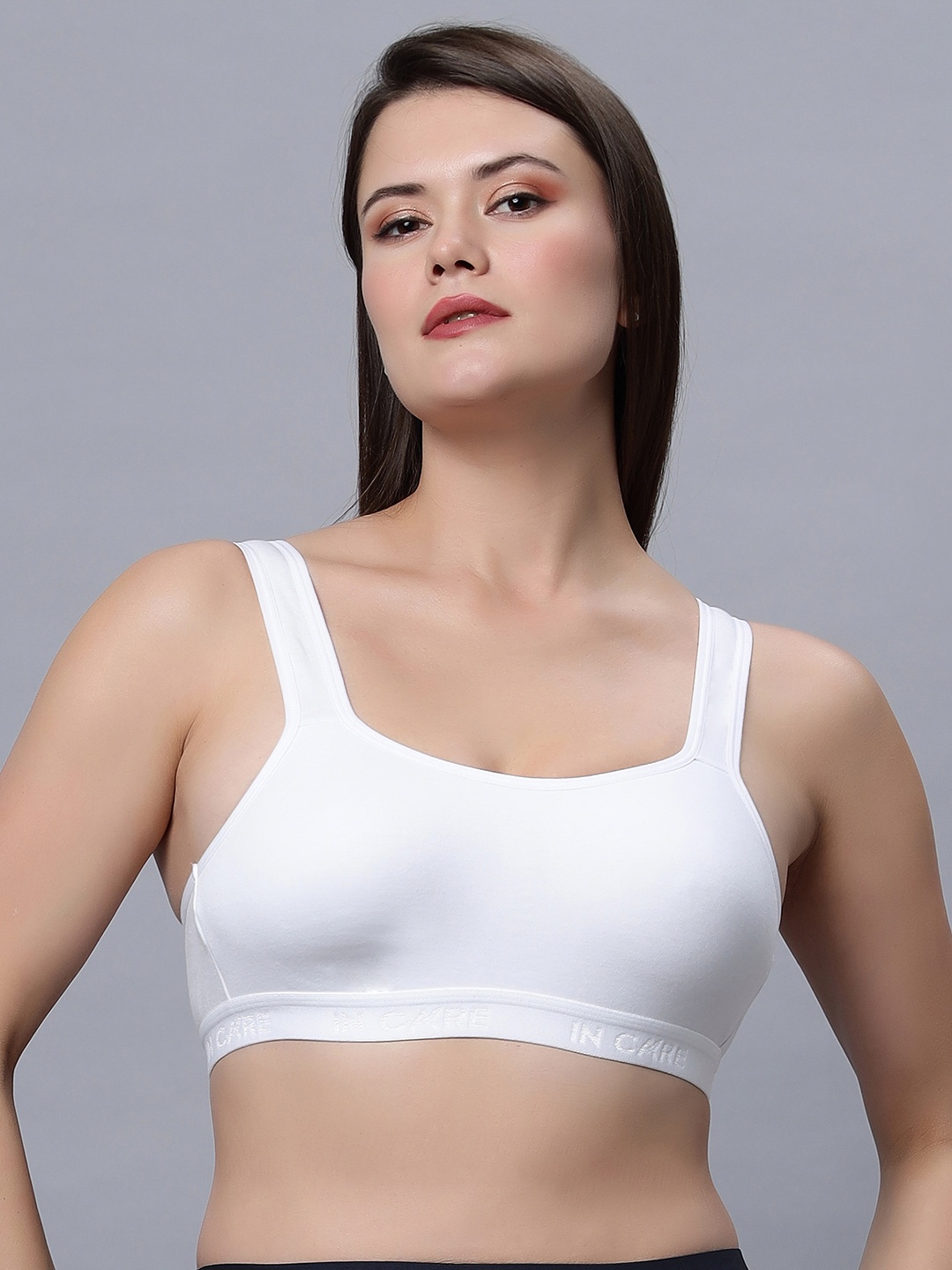 

In Care Full Coverage Non Padded Seamless Pure Cotton Workout Bra With All Day Comfort, White