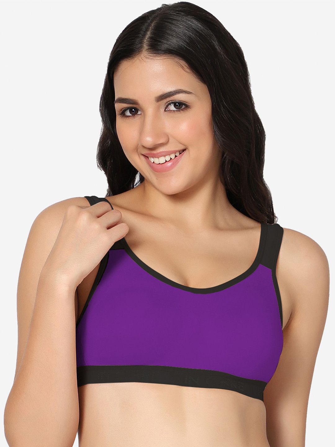 

In Care Full Coverage Non Padded Seamless Pure Cotton Workout Bra With All Day Comfort, Purple