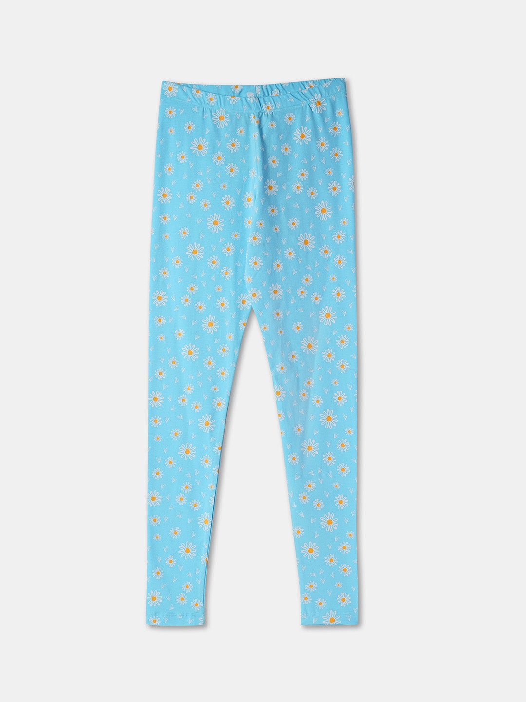 

R&B Girls Floral Printed Cotton Leggings, Blue
