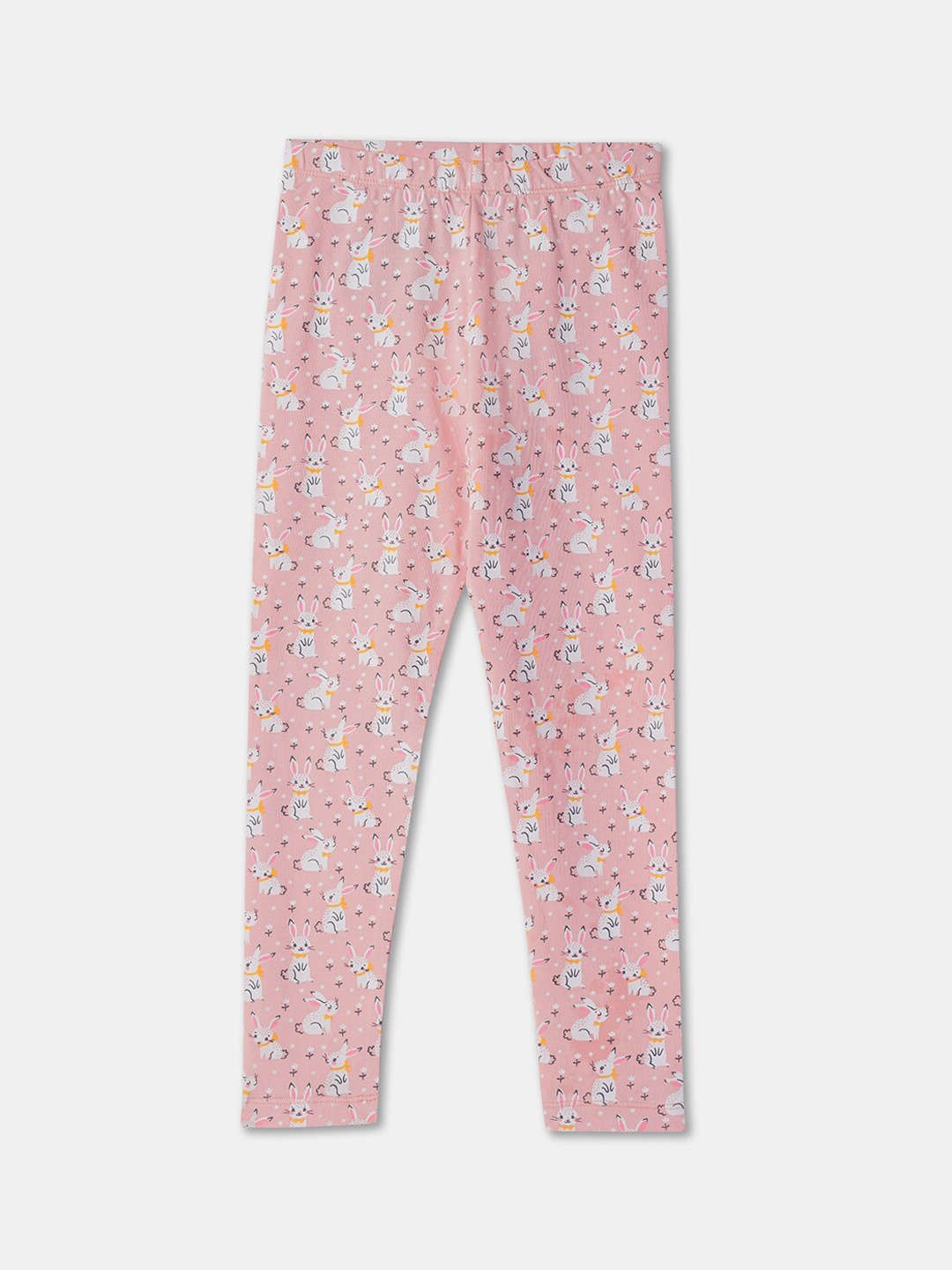 

R&B Girls Floral Printed Cotton Leggings, Pink