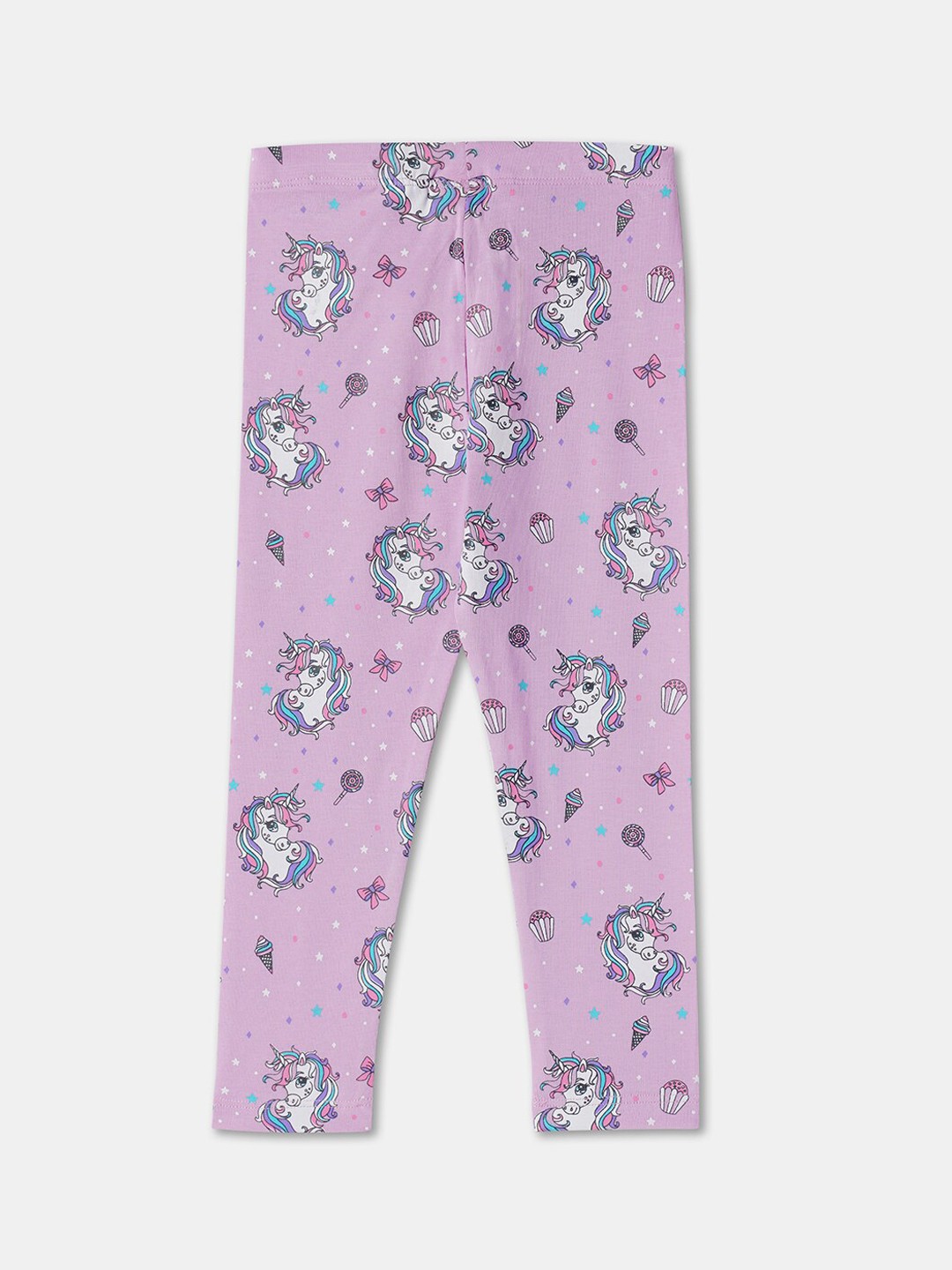 

R&B Infant Girls Printed Cotton Ankle Length Leggings, Purple