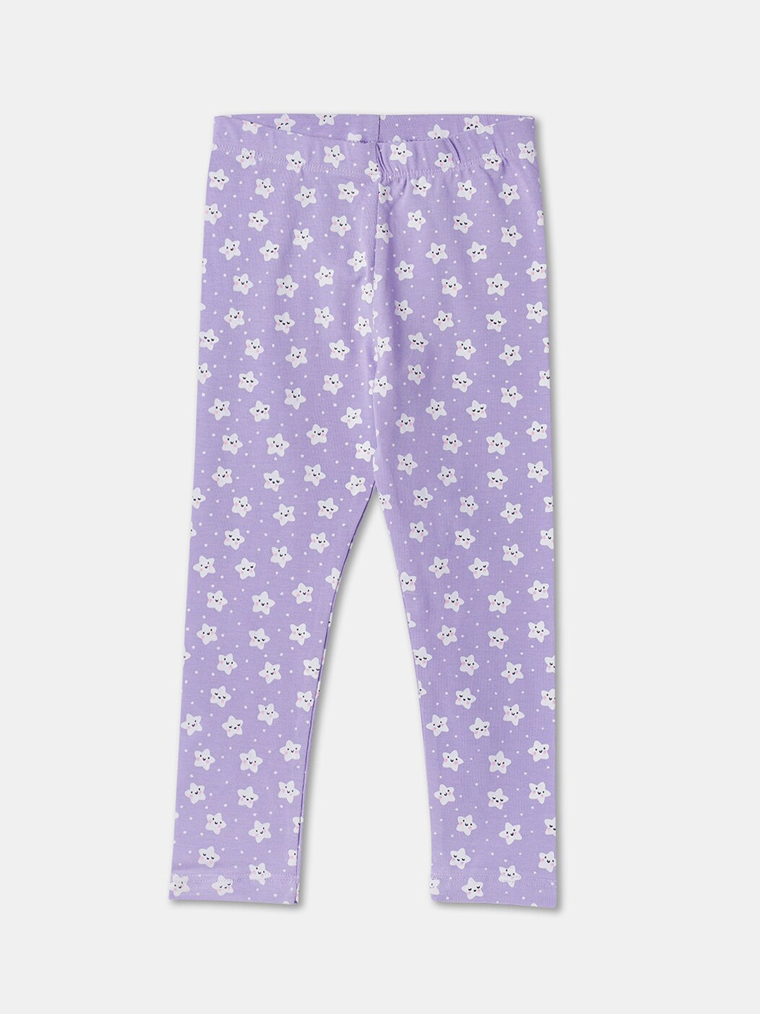 

R&B Infant Girls Printed Cotton Ankle Length Leggings, Purple