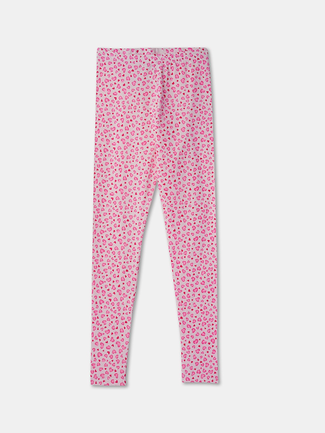 

R&B Girls Printed Cotton Ankle Length Leggings, Pink