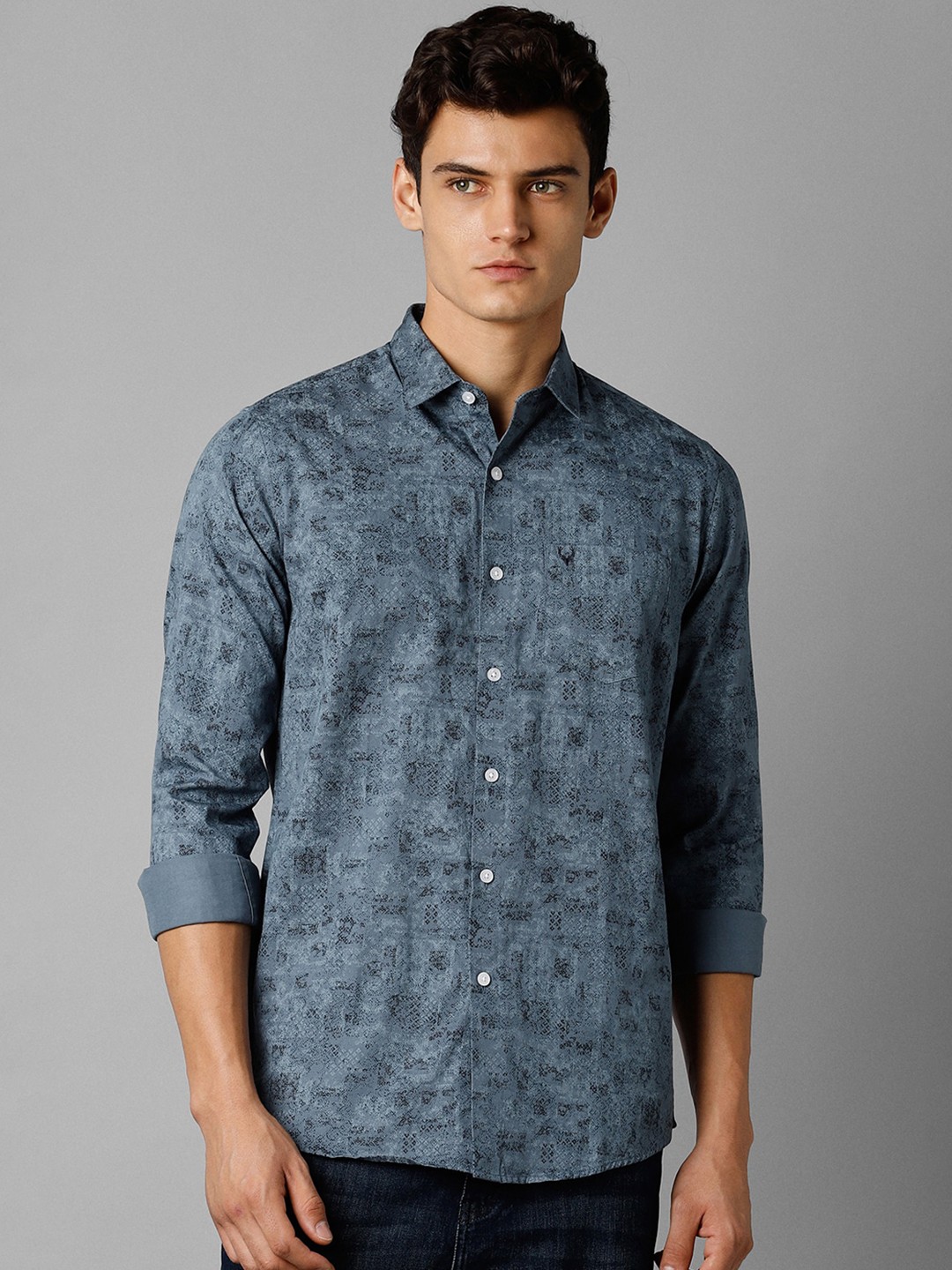 

Allen Solly Slim Fit Floral Opaque Printed Casual Shirt, Blue