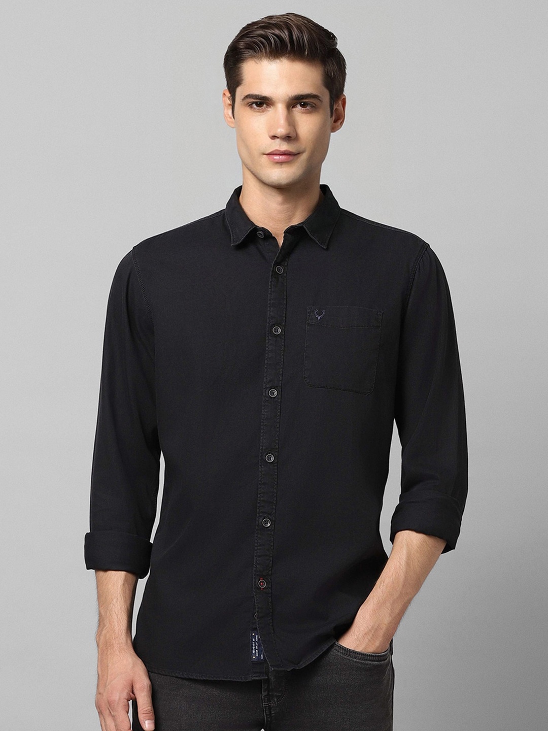 

Allen Solly Spread Collar Opaque Pure Cotton Casual Shirt, Black