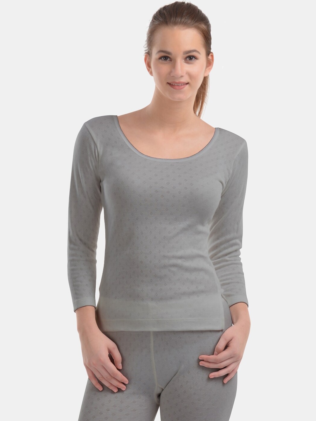 

Lovable Sport Round Neck Snug Fit Thermal Top, Grey