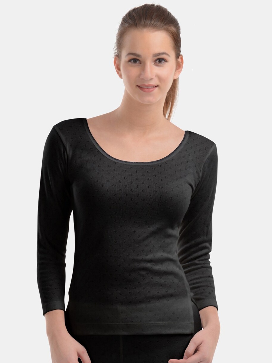 

Lovable Sport Round Neck Snug Fit Thermal Top, Black