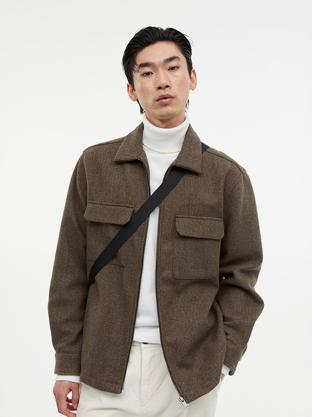 

H&M Regular Fit Overshirt, Brown