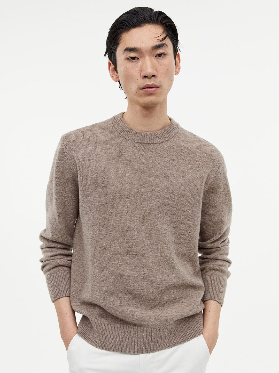 

H&M Regular Fit Wool Jumper, Beige