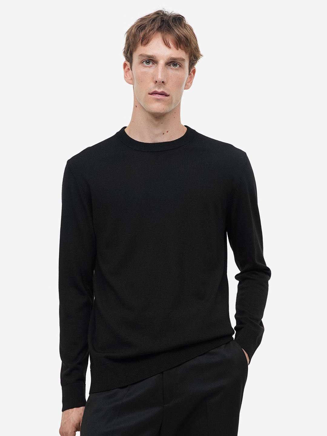 

H&M Slim Fit Merino Wool Jumper, Black