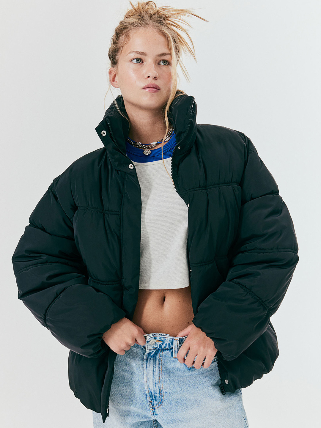 

H&M Quilted Puffer Jacket, Black