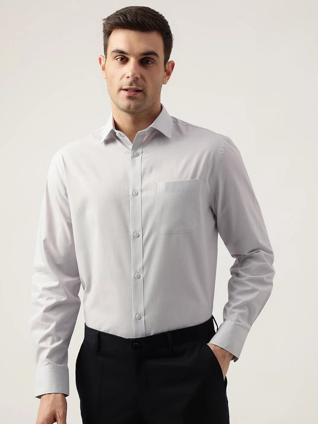 

Marks & Spencer Spread Collar Long Sleeve Formal Shirt, Grey