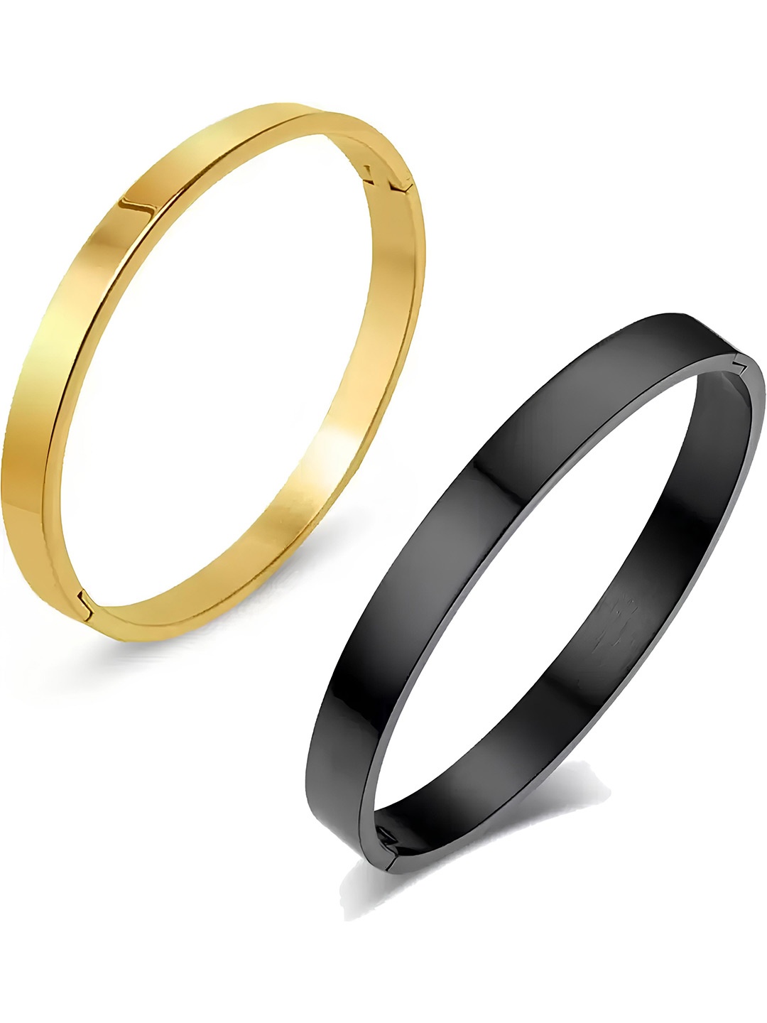 

KARISHMA KREATIONS Unisex Set Of 2 Stainless Steel Kada Bracelets, Gold
