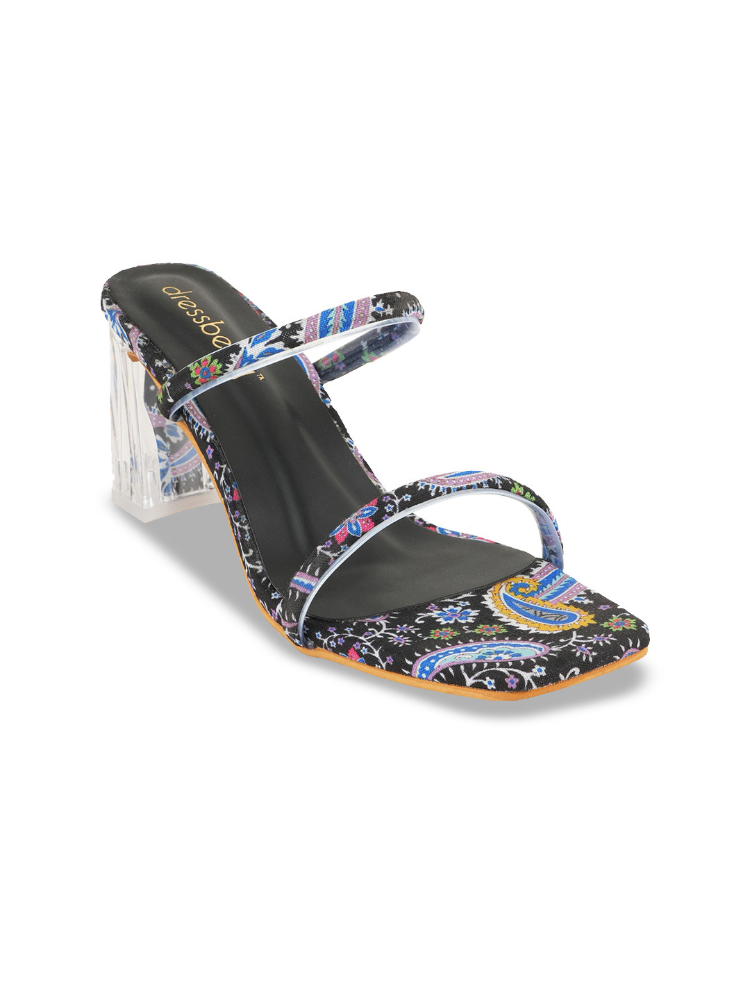 

DressBerry Black & Blue Printed Block Heels