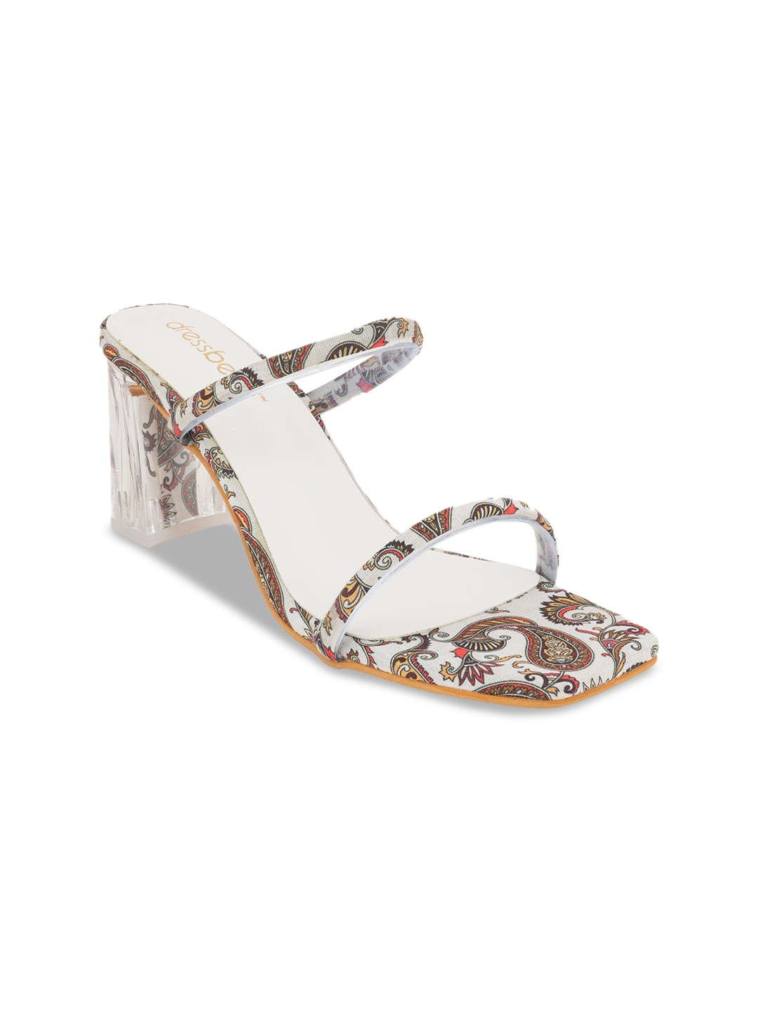 

DressBerry White & Beige Printed Block Heels