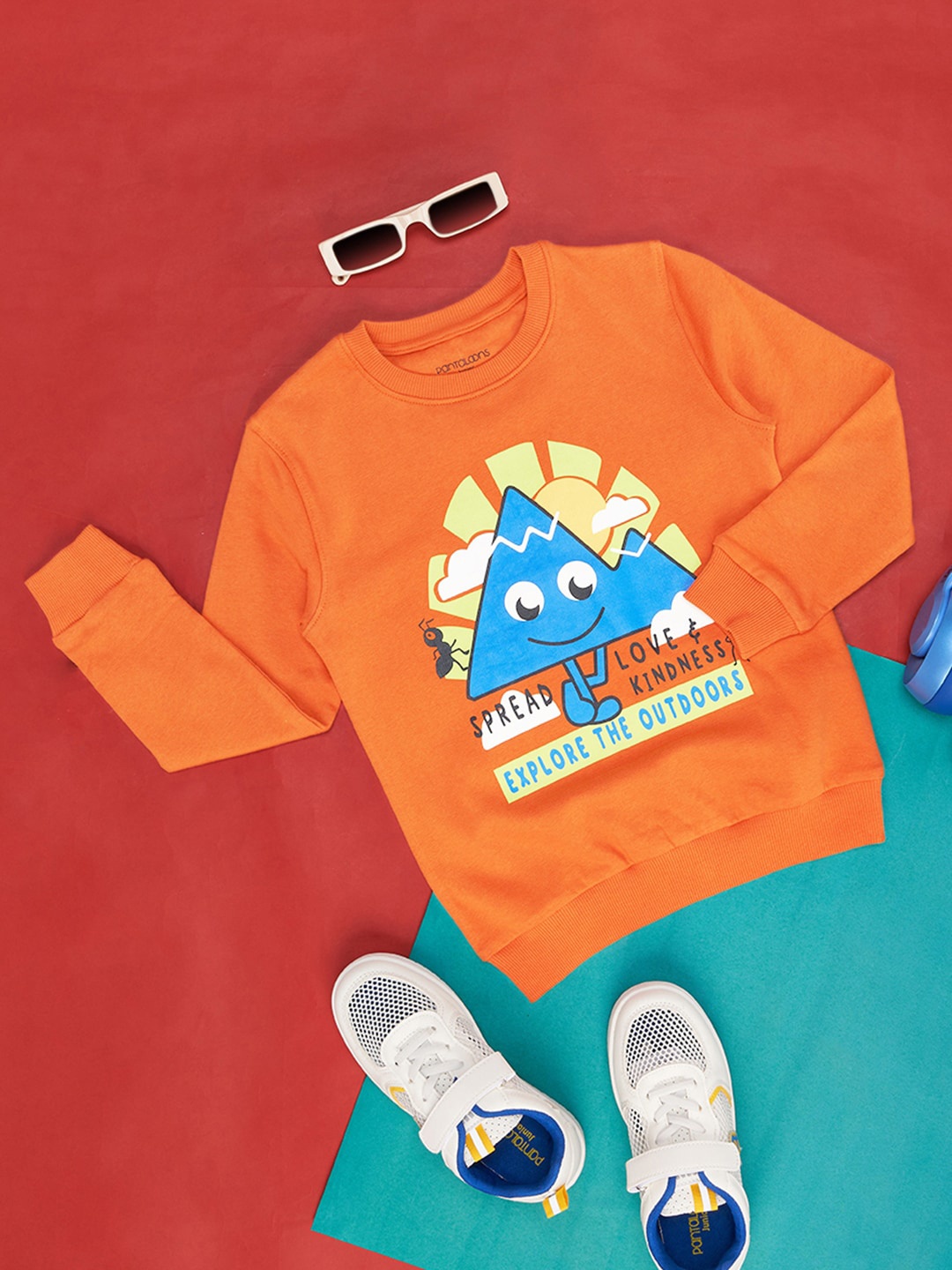 

Pantaloons Junior Boys Graphic Printed Cotton Pullover, Orange