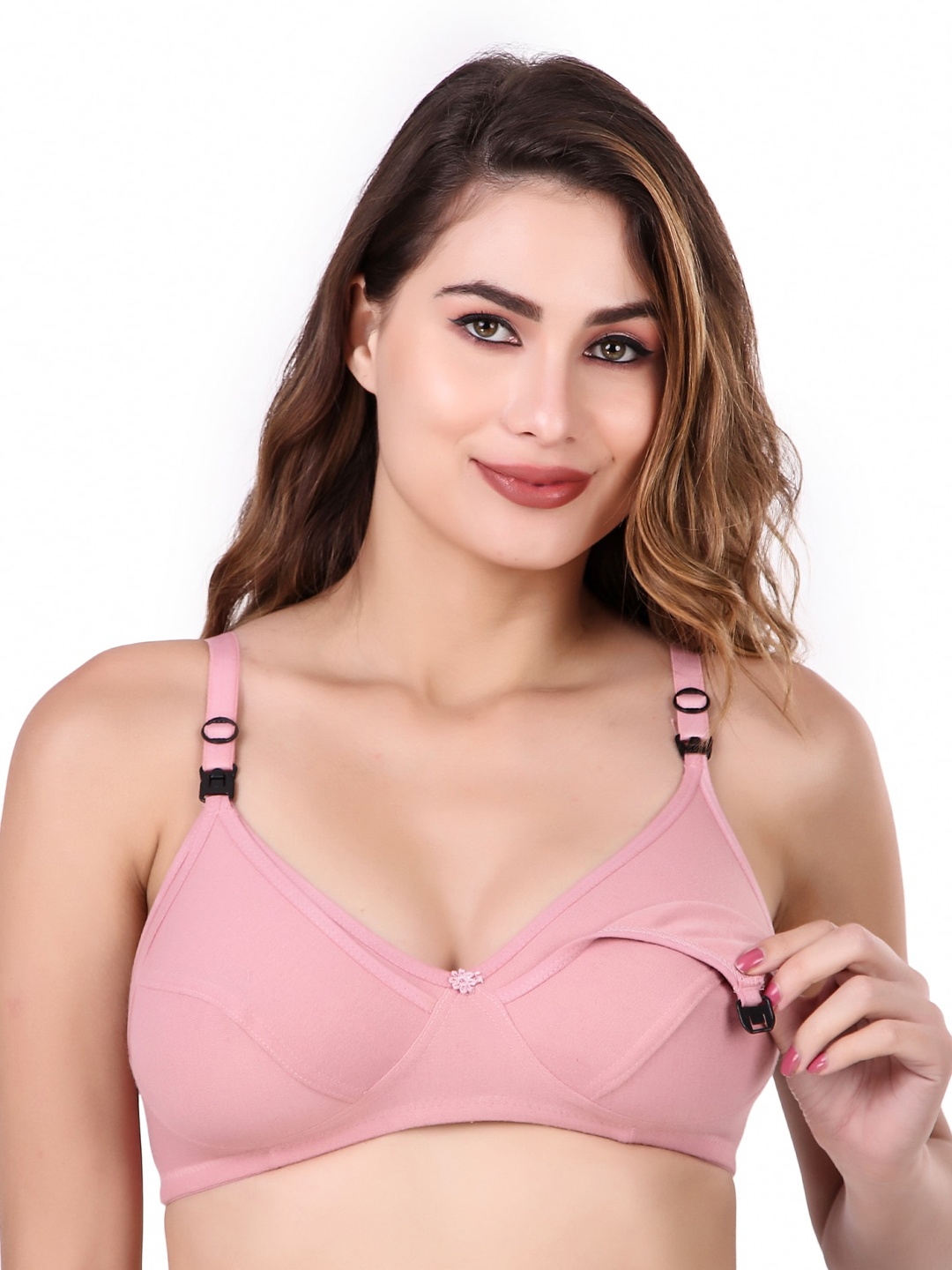 

Extoes Full Coverage Non Padded Non-Wired Cotton Maternity Bra With All Day Comfort, Pink