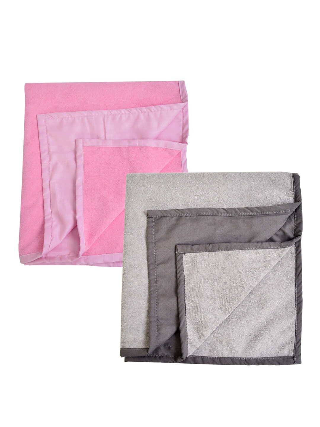 Adbeni Infants Grey & Pink 2 Pieces 210 GSM Waterproof Mattress Protectors