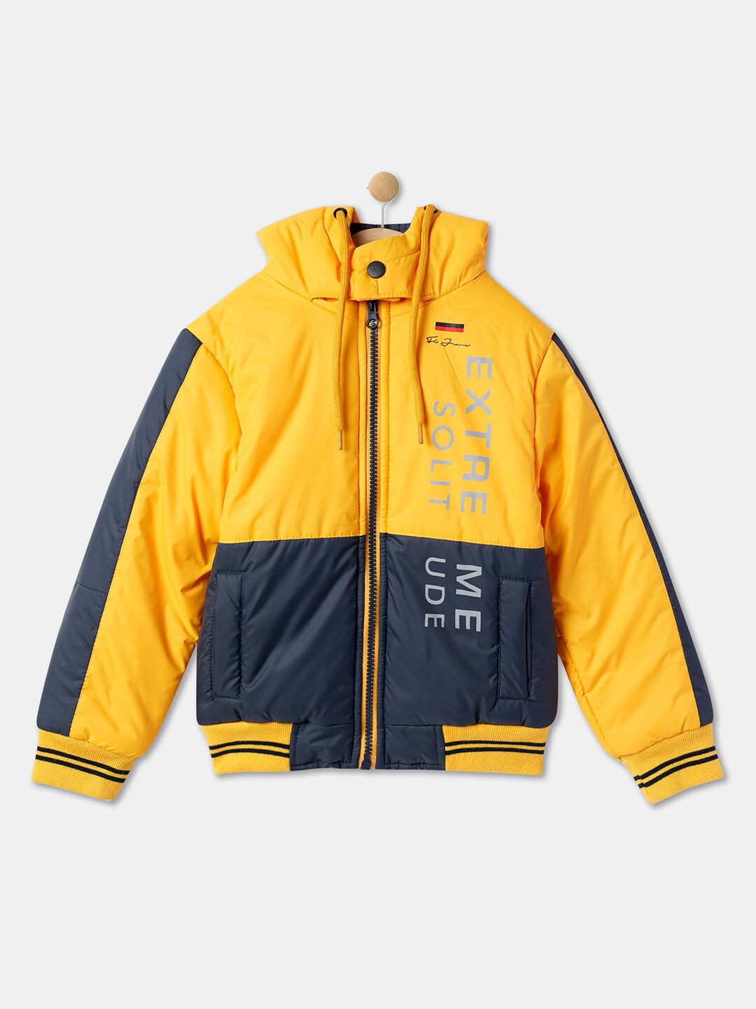 

R&B Boys Colourblocked Hooded Padded Cotton Jacket, Yellow