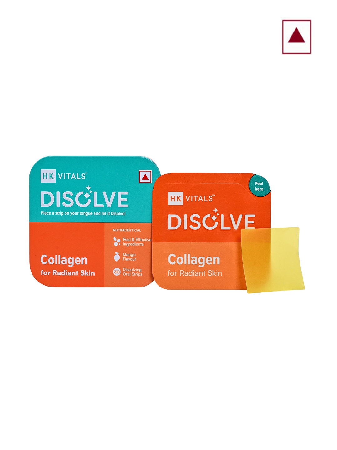 

HK VITALS Disolve Mango Flavour Collagen Oral Strips For Radiant Skin - 30 Strips, Orange