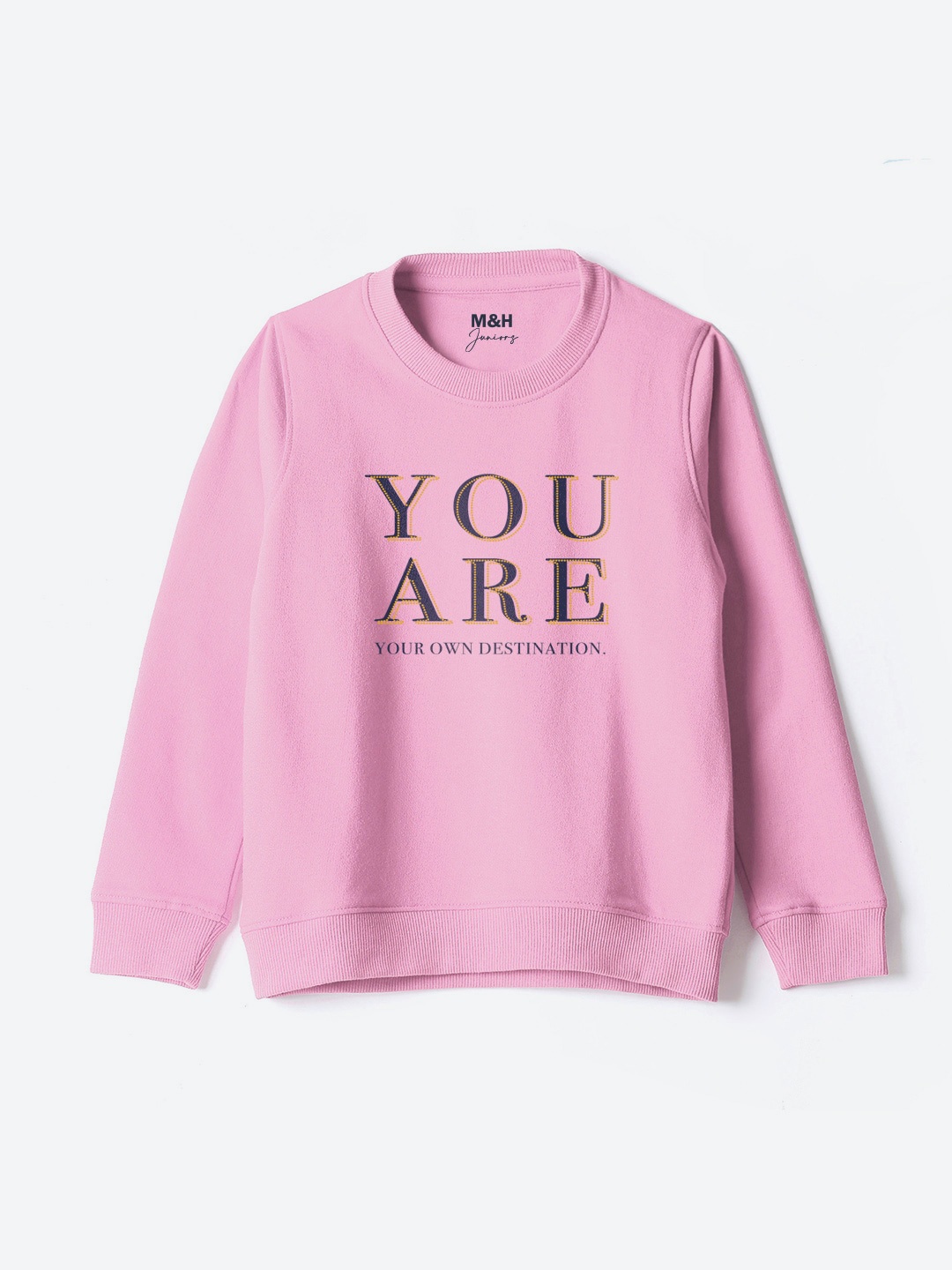 

M&H Juniors Girls Typography Printed Sweatshirt, Pink