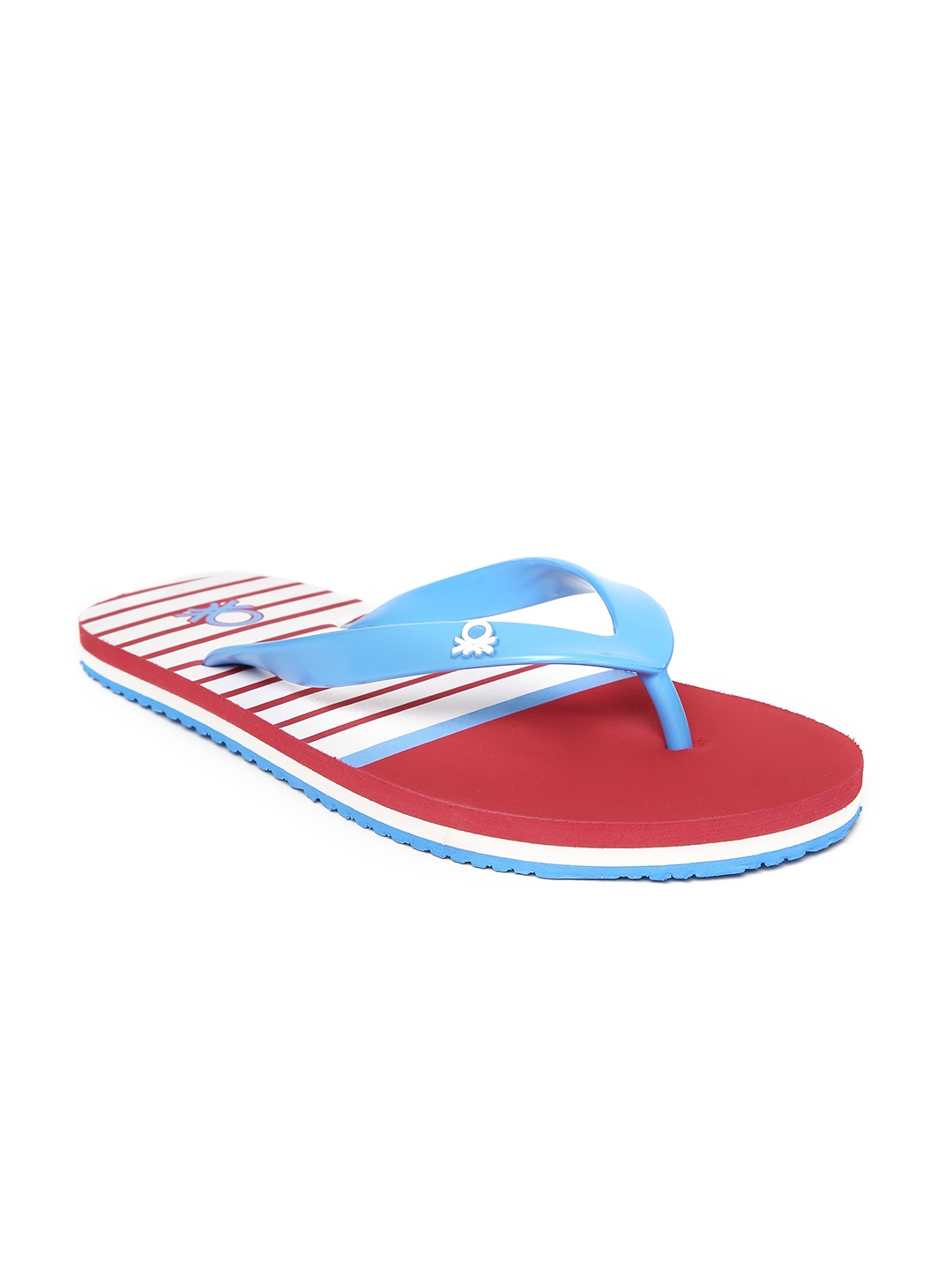 

United Colors of Benetton Men Blue & Red Striped Thong Flip-Flops