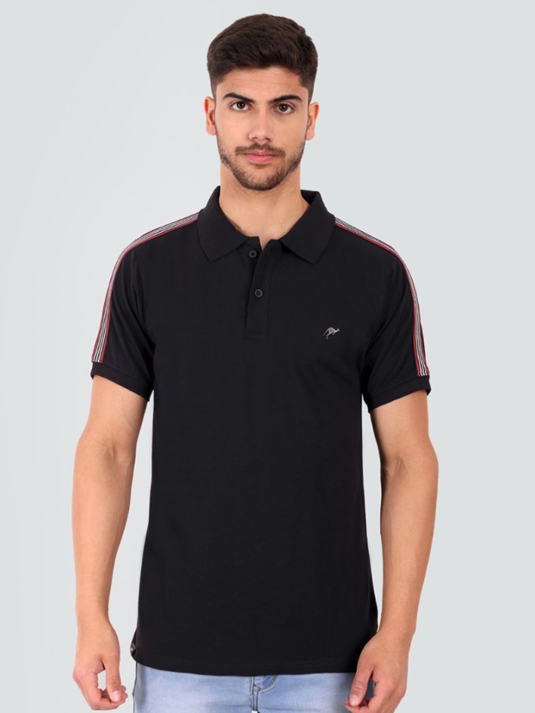 

NEWEST Polo Collar Cotton T-shirt, Black
