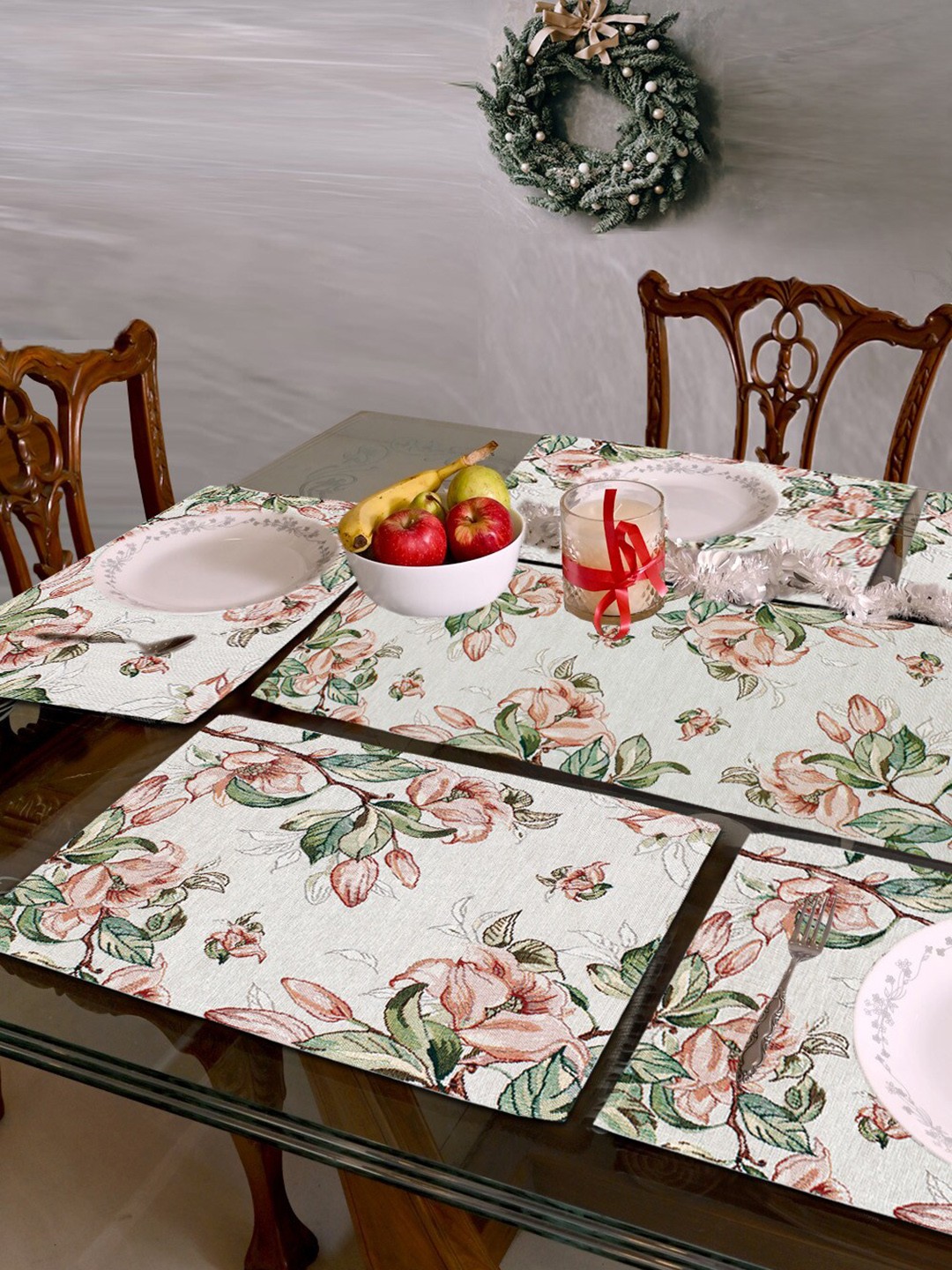 

AVI Living Pink & Green 9 Pieces Rectangular Table Placemats