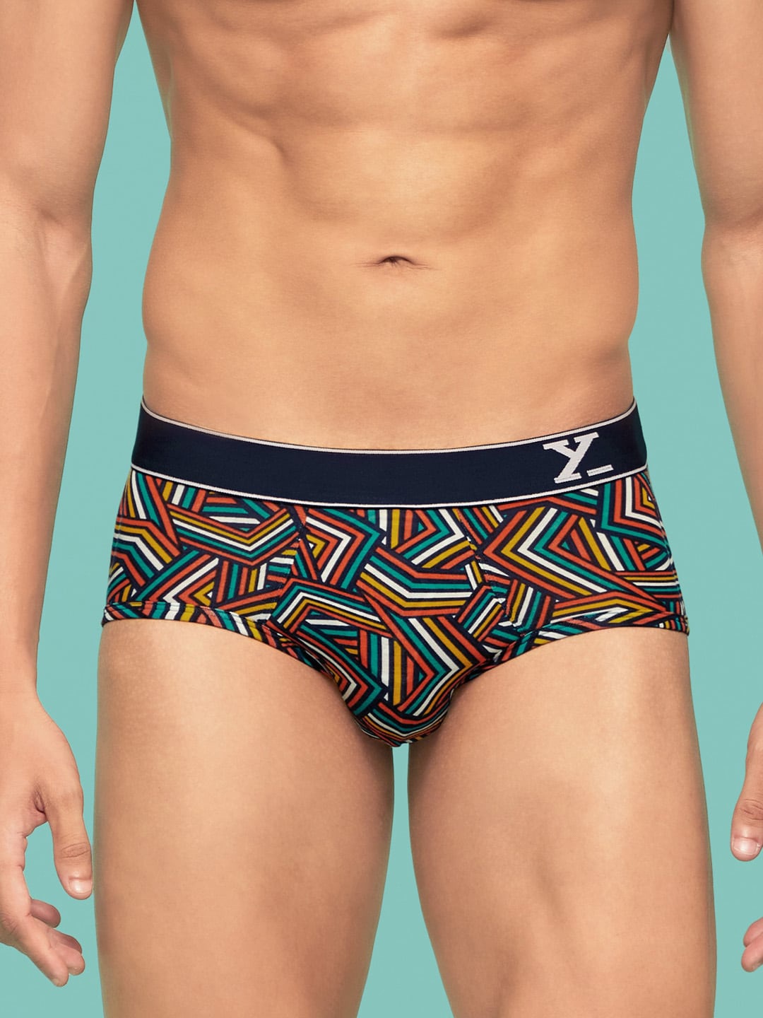

XYXX Men Relaxed Fit Printed Parallax Intellifresh Cotton Brief, Yellow