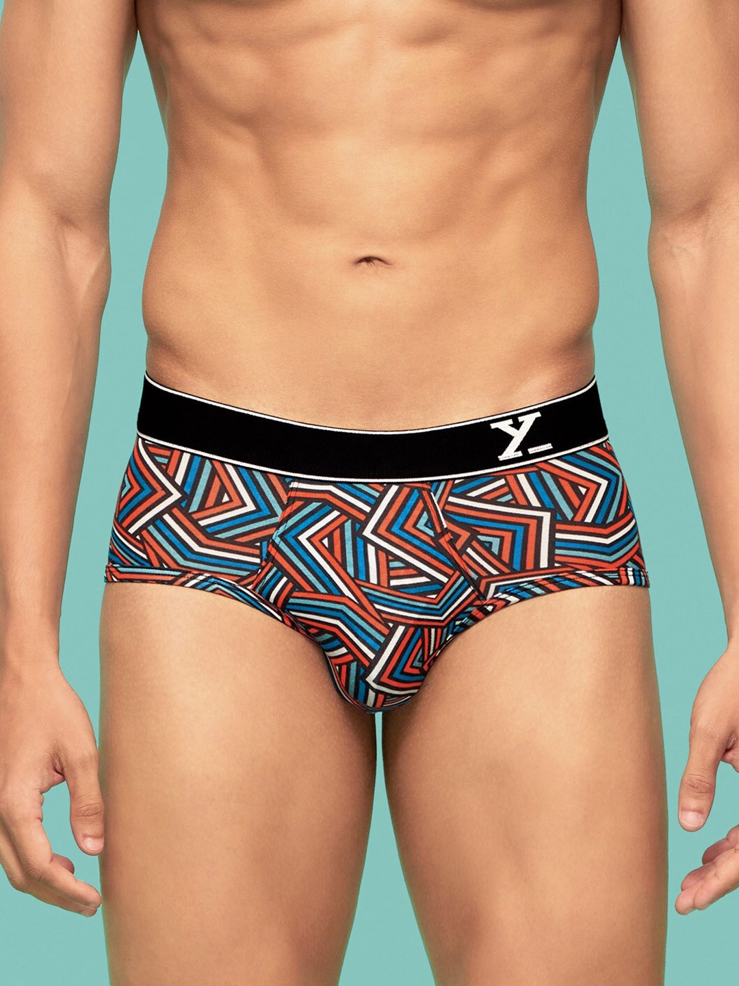 

XYXX Men Relaxed Fit Printed Parallax Intellifresh Cotton Brief, Red