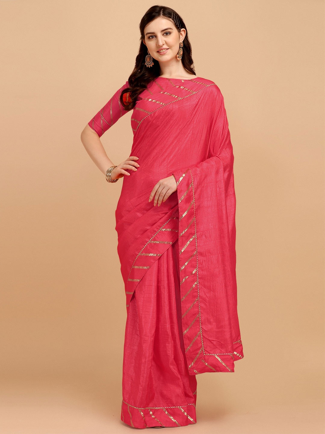 

KALINI Gotta Patti Foil Lace Saree, Peach