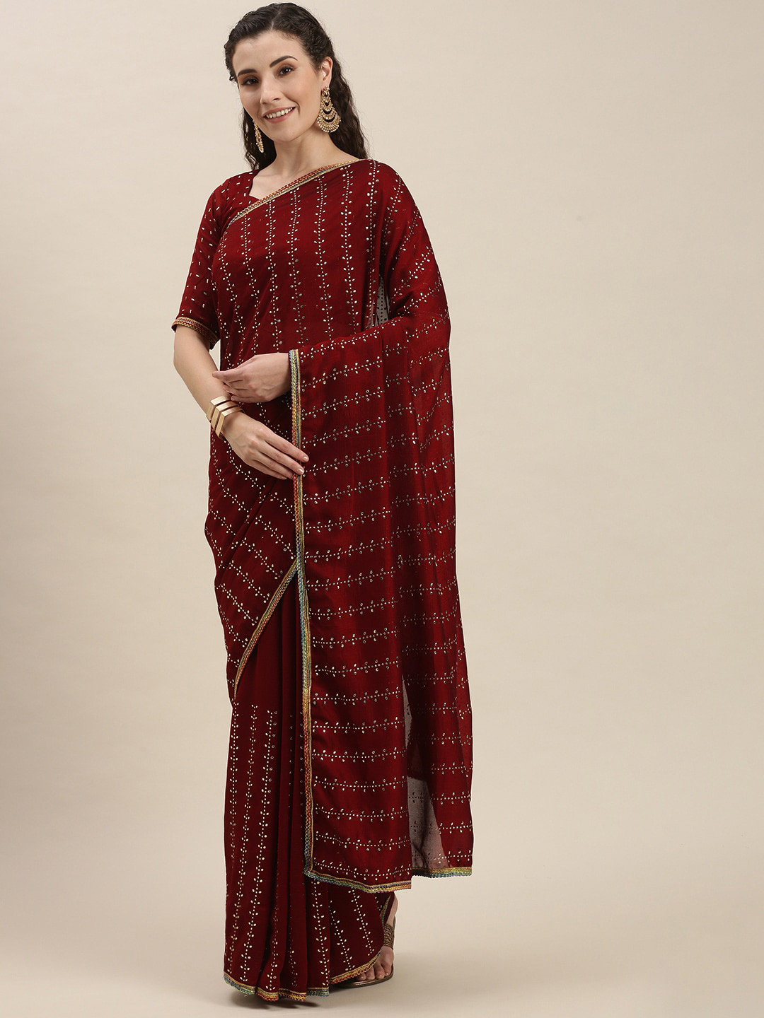 

KALINI Ethnic Motifs Printed Saree, Red