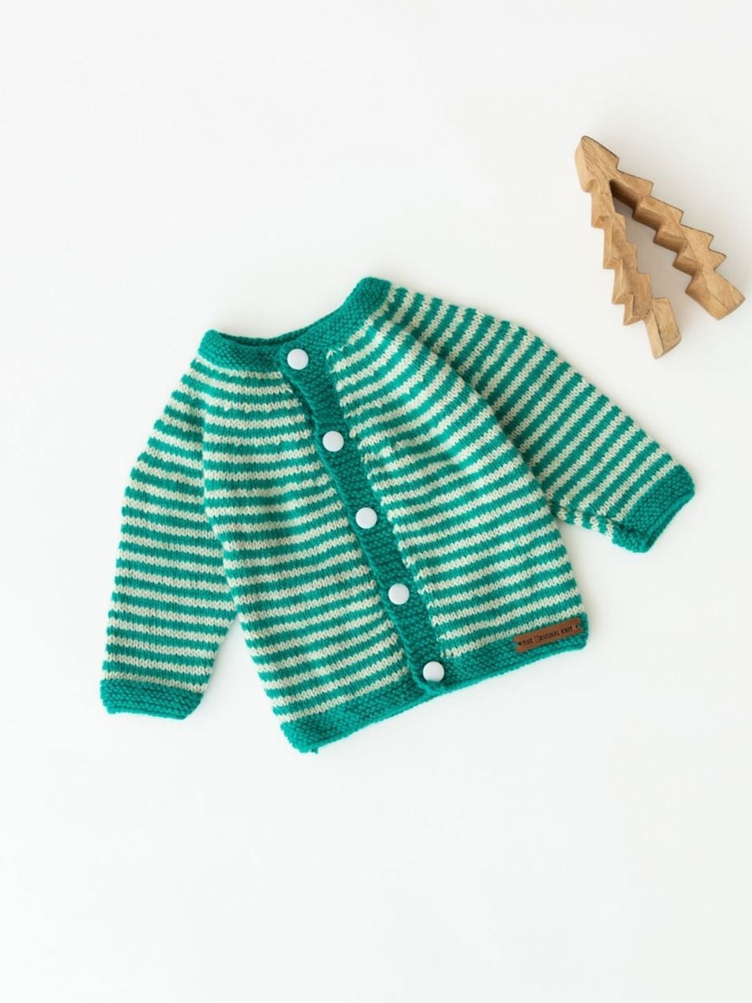 

The Original Knit Infants Striped Acrylic Cardigan, Green