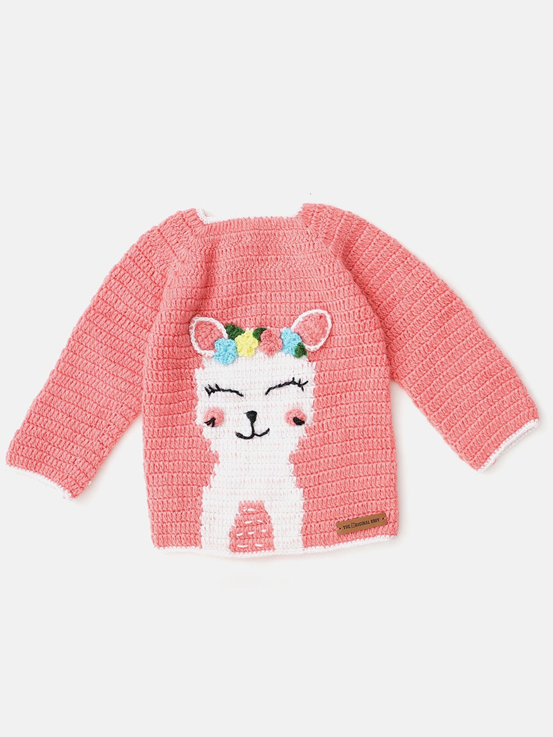 

The Original Knit Kids Cat Embellished Cable Knit Pullover, Pink