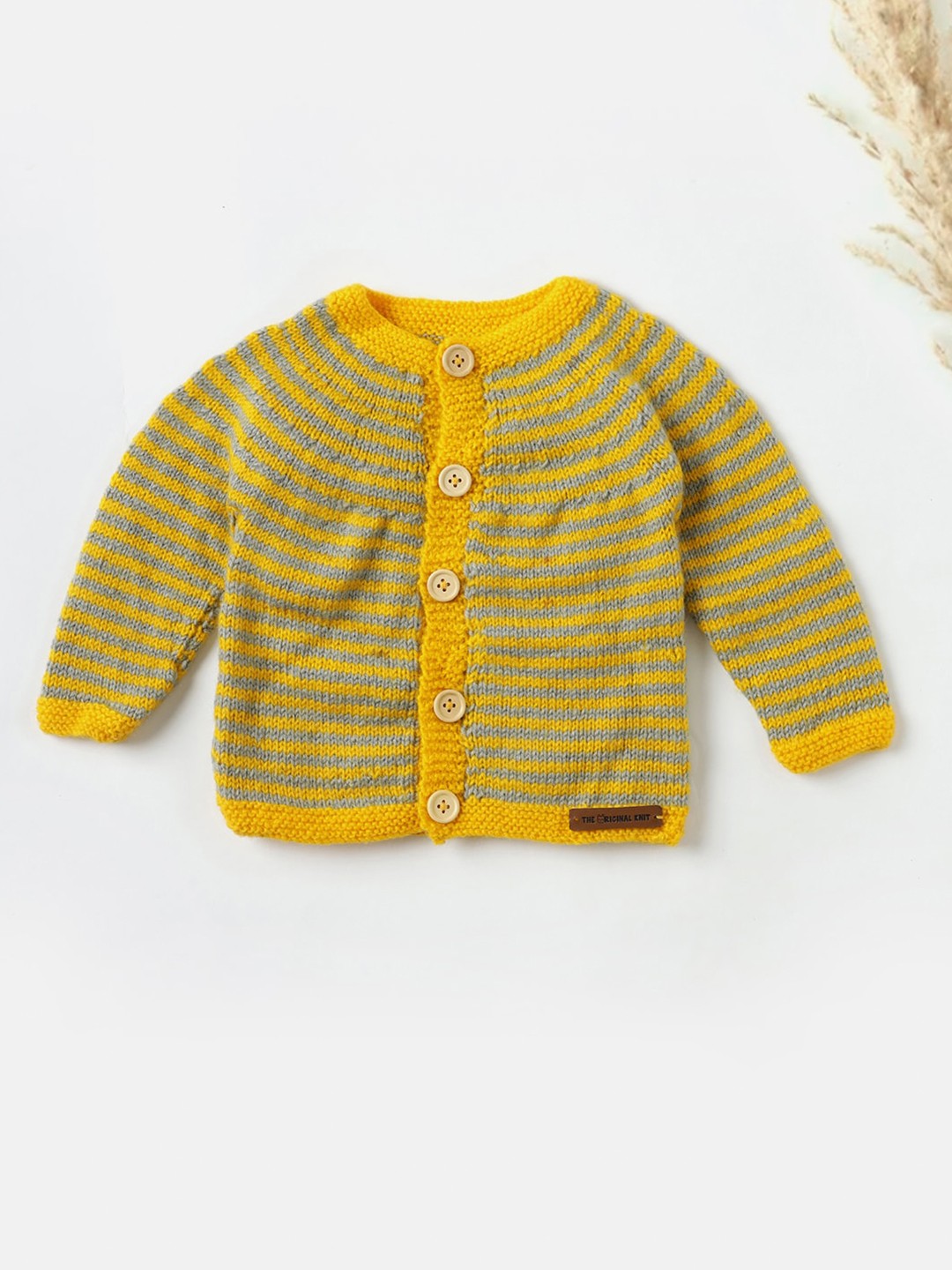 

The Original Knit Infants Striped Acrylic Cardigan, Yellow