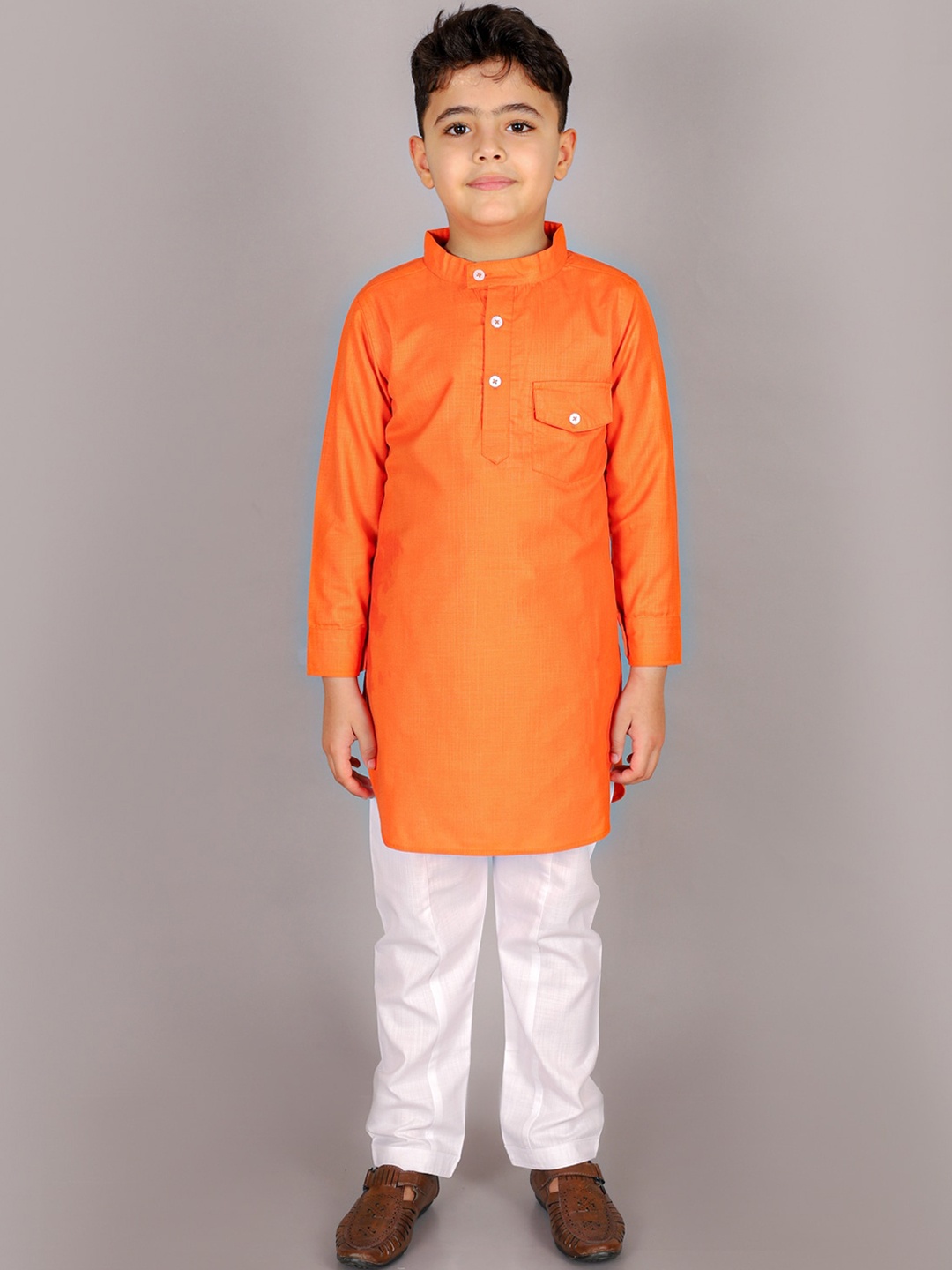 

BAESD Boys Regular Pure Cotton Kurta with Pyjamas, Orange