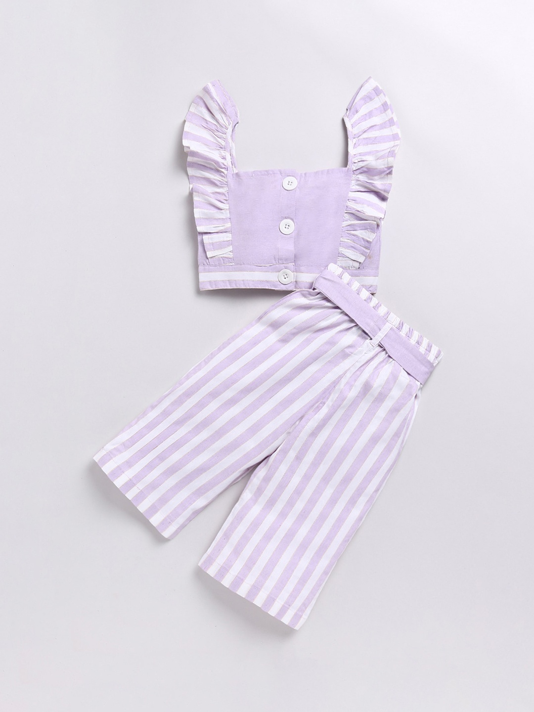 BAESD Girls Striped Pure Cotton Top with Trousers, Purple
