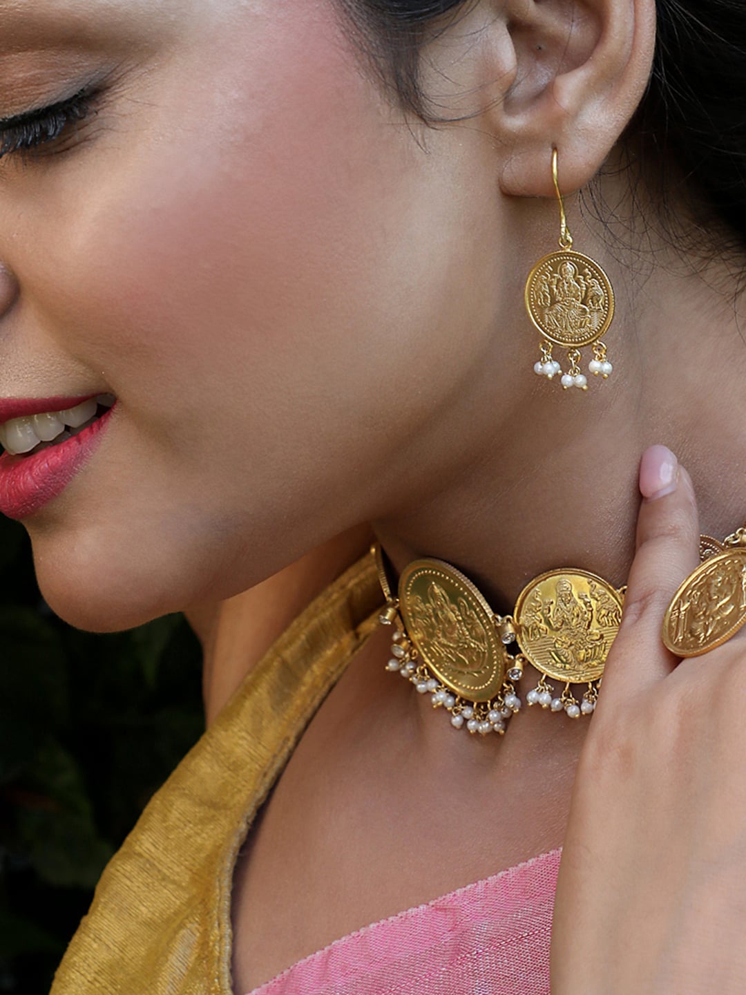 Unniyarcha 92.5 Silver Gold-Plated Drop Earrings