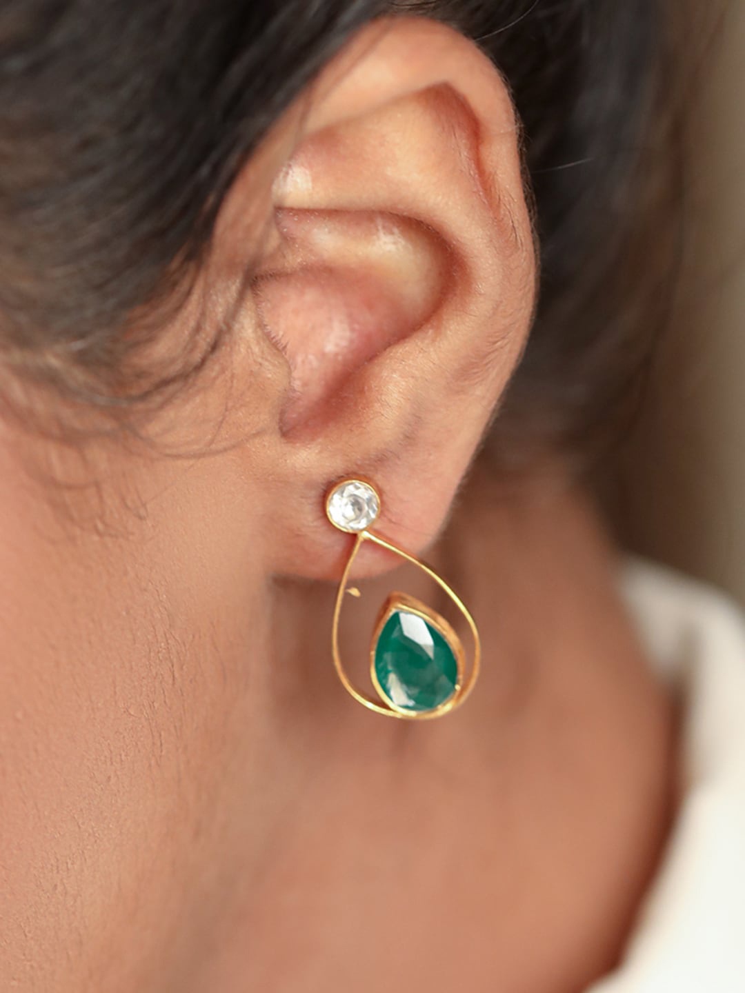 

Unniyarcha 92.5 Silver Gold-Plated Contemporary Stud Earrings