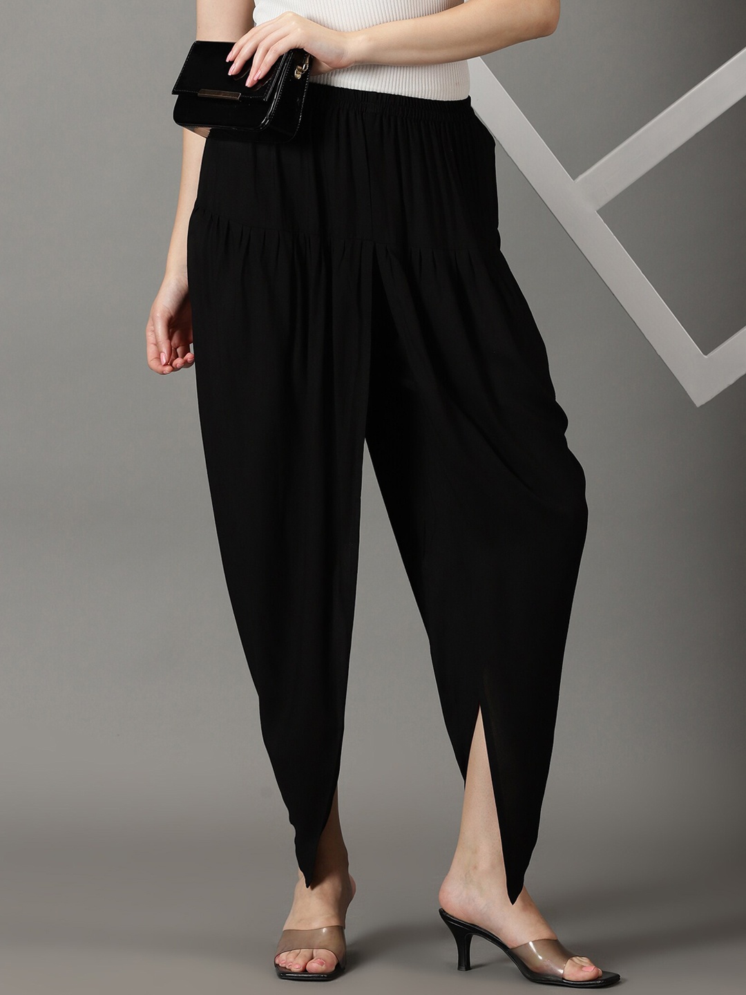 

DIVINATION Women Gathered Dhoti Pant, Black