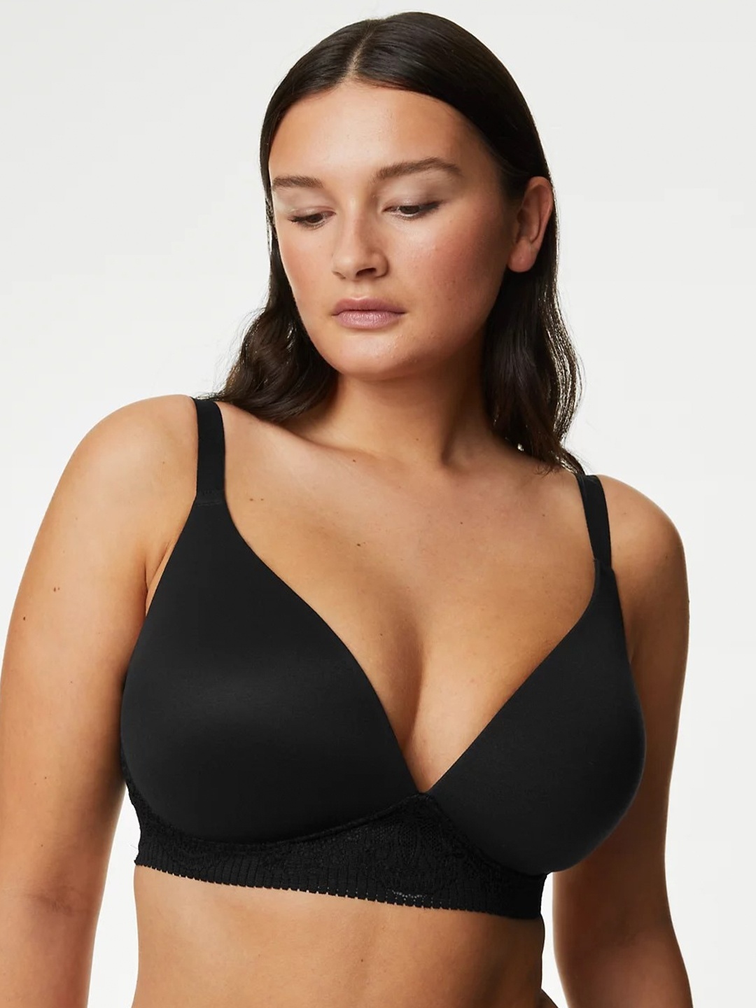 

Marks & Spencer Full Coverage Lightly Padded Plunge Bra WIth All Day Comfort, Black