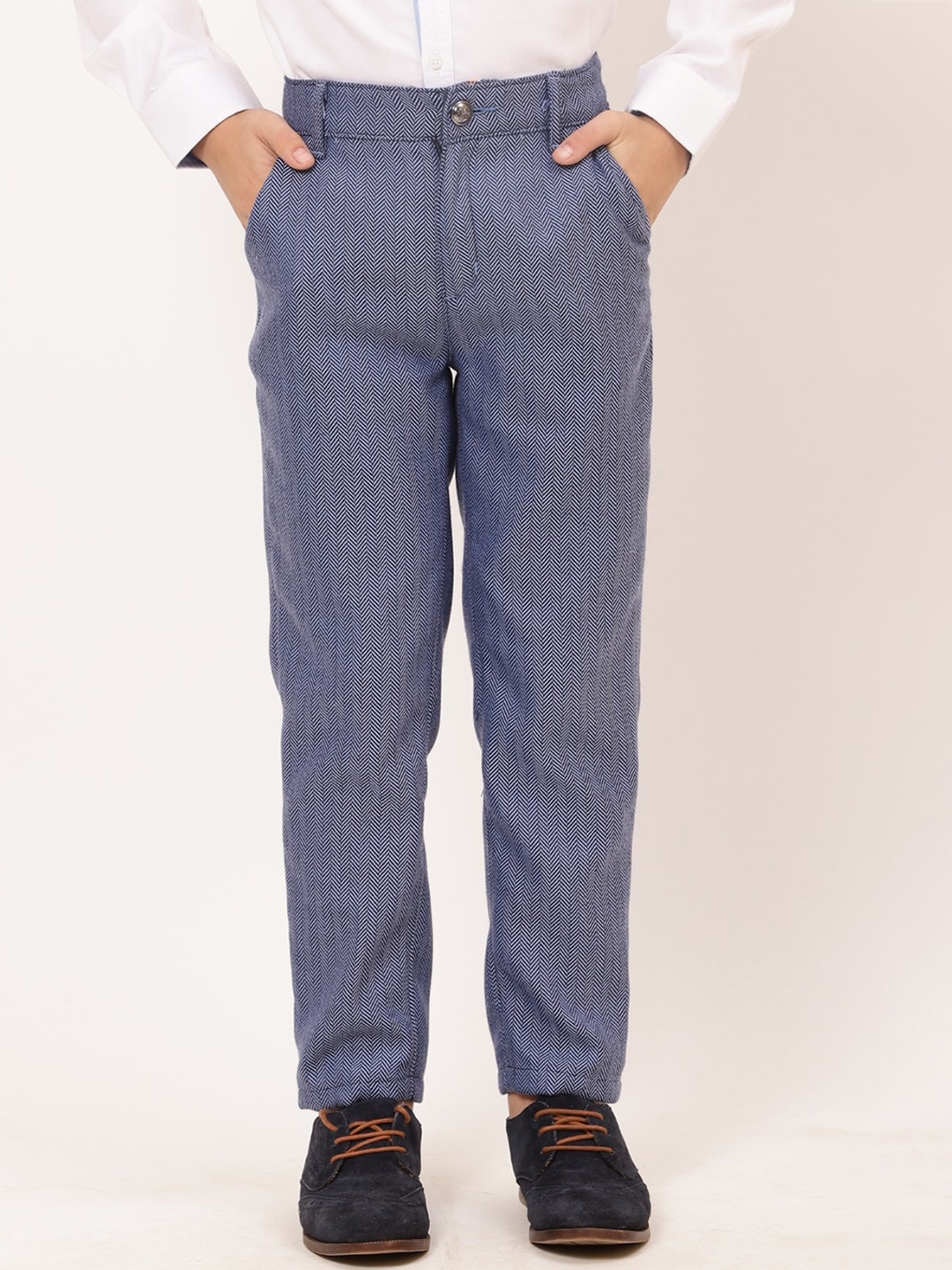 

One Friday Boys Mid Rise Formal Trousers, Blue