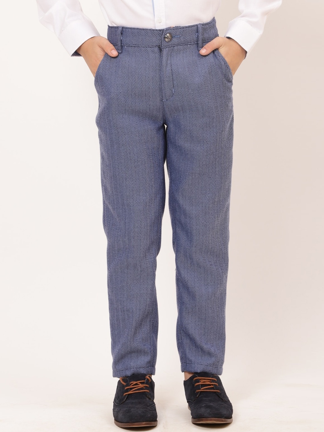 

One Friday Boys Mid Rise Formal Trousers, Blue